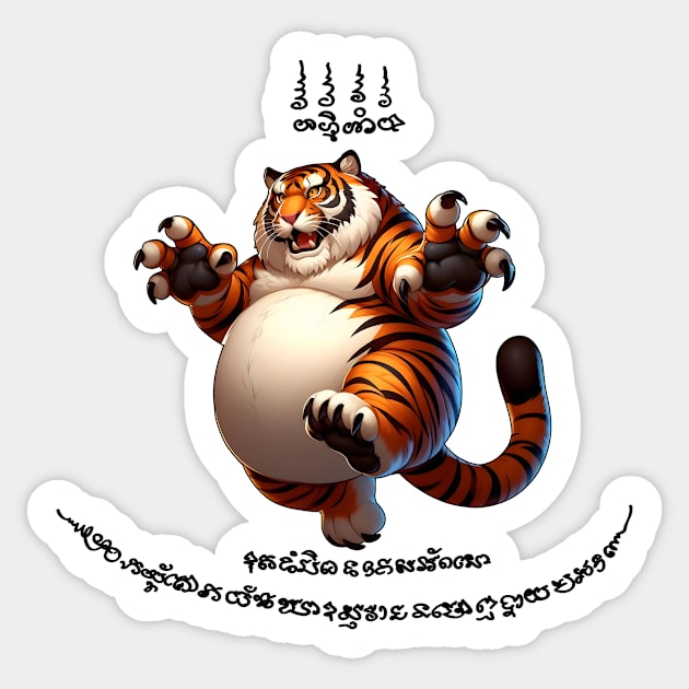 Thai Tattoo Parody "Sak Yant Tiger" Sticker by Rawlifegraphic